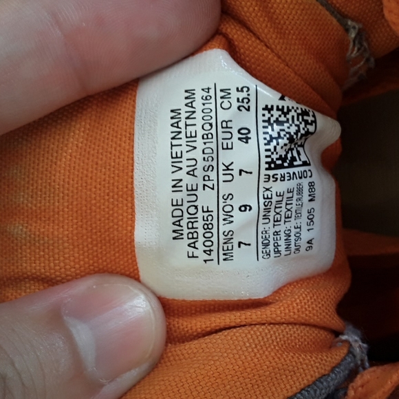 Converse orange and grey low top mens 7 women's 9 - Picture 6 of 9